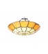 1 Light Ceiling Pendant E27 With 35cm Tiffany Shade, Beige, Clear Crystal Centre, Aged Antique Brass Trim, Black - 12