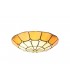 1 Light Ceiling Pendant E27 With 35cm Tiffany Shade, Beige, Clear Crystal Centre, Aged Antique Brass Trim, Black - 13