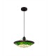 1 Light Ceiling Pendant E27 With 35cm Tiffany Shade, Green, Clear Crystal Centre, Aged Antique Brass Trim, Black - 1