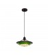 1 Light Ceiling Pendant E27 With 35cm Tiffany Shade, Green, Clear Crystal Centre, Aged Antique Brass Trim, Black - 3