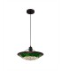 1 Light Ceiling Pendant E27 With 35cm Tiffany Shade, Green, Clear Crystal Centre, Aged Antique Brass Trim, Black - 4