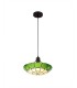 1 Light Ceiling Pendant E27 With 35cm Tiffany Shade, Green, Clear Crystal Centre, Aged Antique Brass Trim, Black - 5