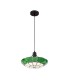 1 Light Ceiling Pendant E27 With 35cm Tiffany Shade, Green, Clear Crystal Centre, Aged Antique Brass Trim, Black - 6