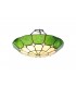 1 Light Ceiling Pendant E27 With 35cm Tiffany Shade, Green, Clear Crystal Centre, Aged Antique Brass Trim, Black - 12