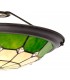 1 Light Ceiling Pendant E27 With 35cm Tiffany Shade, Green, Clear Crystal Centre, Aged Antique Brass Trim, Black - 17