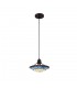 1 Light Ceiling Pendant E27 With 35cm Tiffany Shade, Rich Blue, Clear Crystal Centre, Aged Antique Brass Trim, Black - 3