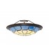 1 Light Ceiling Pendant E27 With 35cm Tiffany Shade, Rich Blue, Clear Crystal Centre, Aged Antique Brass Trim, Black - 11