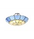 1 Light Ceiling Pendant E27 With 35cm Tiffany Shade, Rich Blue, Clear Crystal Centre, Aged Antique Brass Trim, Black - 12