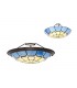 1 Light Ceiling Pendant E27 With 35cm Tiffany Shade, Rich Blue, Clear Crystal Centre, Aged Antique Brass Trim, Black - 15