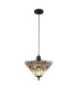 1 Light Uplighter Ceiling Pendant E27 With 30cm Tiffany Shade, White, Grey, Black, Clear Crystal - 1