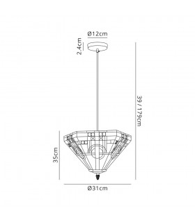 1 Light Uplighter Ceiling Pendant E27 With 30cm Tiffany Shade, White, Grey, Black, Clear Crystal - 2