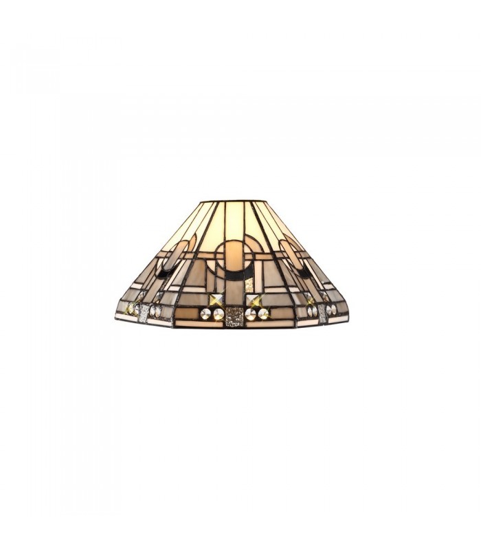 1 Light Uplighter Ceiling Pendant E27 With 30cm Tiffany Shade, White, Grey, Black, Clear Crystal - 7