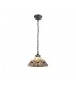 1 Light Downlighter Ceiling Pendant E27 With 30cm Tiffany Shade, White, Grey, Black, Clear Crystal, Aged Antique Brass - 1