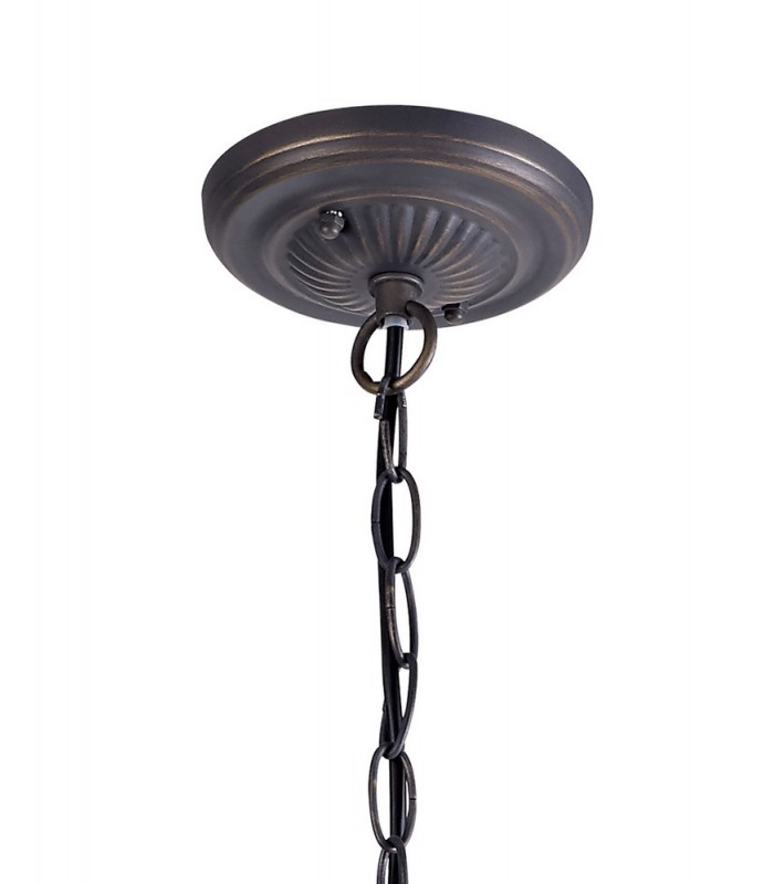 1 Light Downlighter Ceiling Pendant E27 With 30cm Tiffany Shade, White, Grey, Black, Clear Crystal, Aged Antique Brass - 8