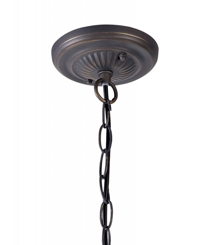2 Light Downlighter Ceiling Pendant E27 With 40cm Tiffany Shade, White, Grey, Black, Clear Crystal, Aged Antique Brass - 8