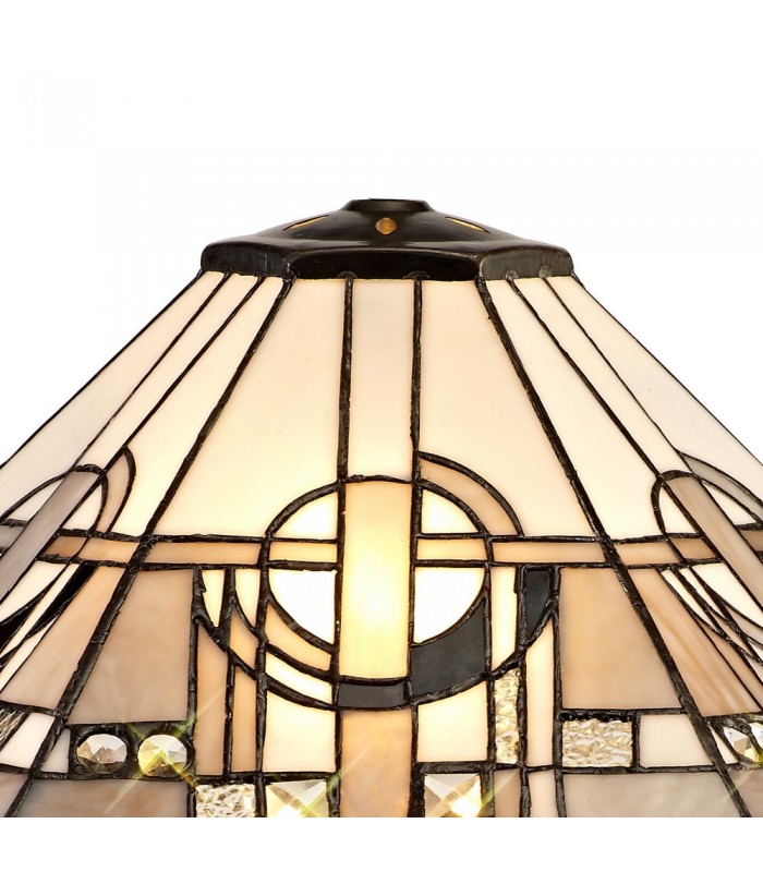 3 Light Downlighter Ceiling Pendant E27 With 40cm Tiffany Shade, White, Grey, Black, Clear Crystal, Aged Antique Brass - 6