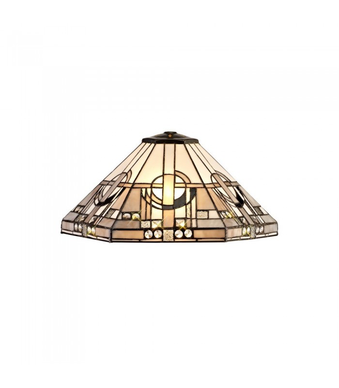3 Light Downlighter Ceiling Pendant E27 With 40cm Tiffany Shade, White, Grey, Black, Clear Crystal, Aged Antique Brass - 7