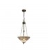 3 Light Uplighter Ceiling Pendant E27 With 40cm Tiffany Shade, White, Grey, Black, Clear Crystal, Aged Antique Brass - 1