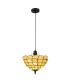 1 Light Uplighter Ceiling Pendant E27 With 30cm Tiffany Shade, Beige, Clear Crystal, Black - 1