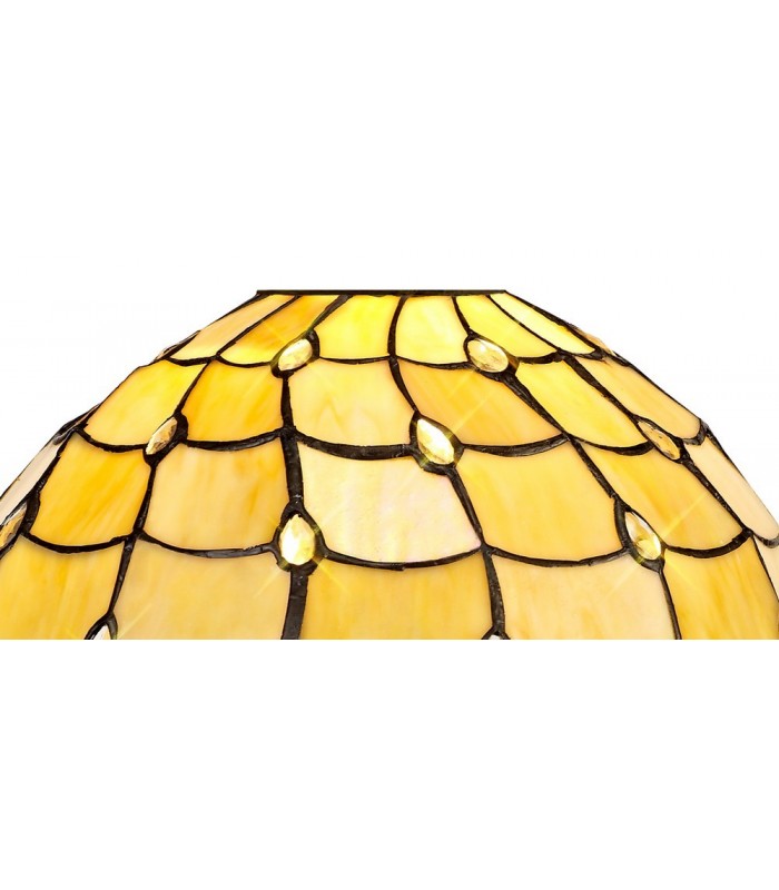 1 Light Uplighter Ceiling Pendant E27 With 30cm Tiffany Shade, Beige, Clear Crystal, Black - 3