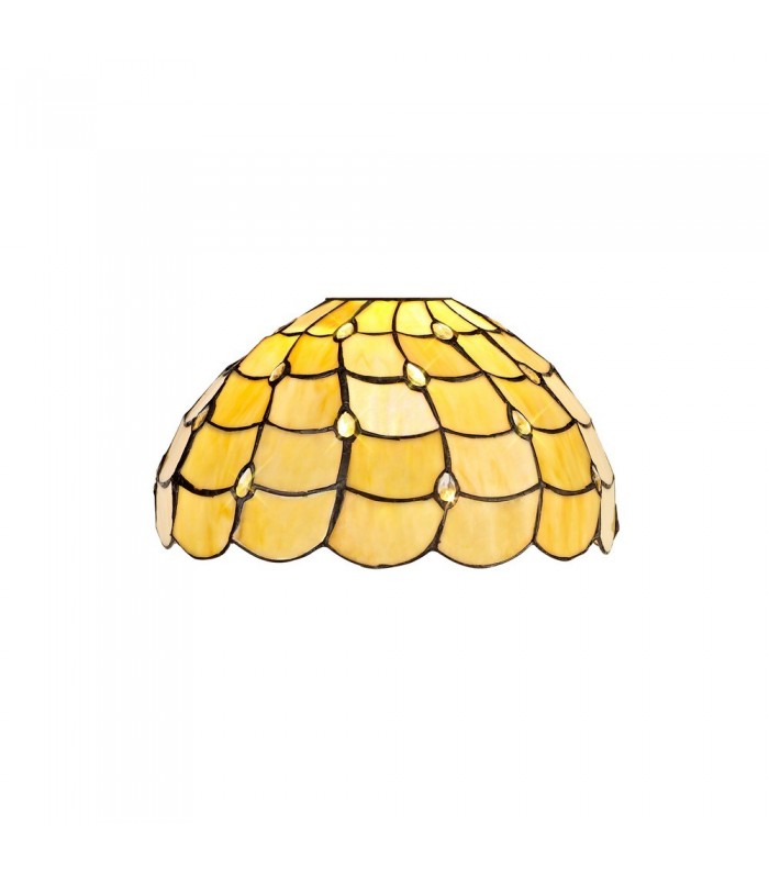 1 Light Uplighter Ceiling Pendant E27 With 30cm Tiffany Shade, Beige, Clear Crystal, Black - 6
