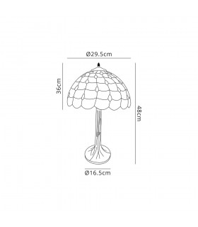 1 Light Tree Like Table Lamp E27 With 30cm Tiffany Shade, Beige, Clear Crystal, Aged Antique Brass - 2