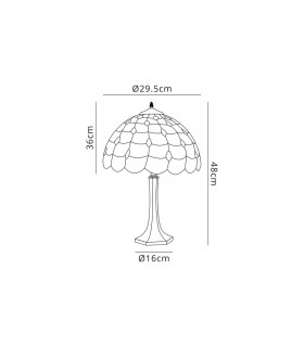 1 Light Octagonal Table Lamp E27 With 30cm Tiffany Shade, Beige, Clear Crystal, Aged Antique Brass - 2