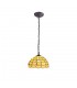1 Light Downlighter Ceiling Pendant E27 With 30cm Tiffany Shade, Beige, Clear Crystal, Aged Antique Brass - 1