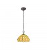 2 Light Downlighter Ceiling Pendant E27 With 30cm Tiffany Shade, Beige, Clear Crystal, Aged Antique Brass - 1