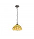 3 Light Downlighter Ceiling Pendant E27 With 30cm Tiffany Shade, Beige, Clear Crystal, Aged Antique Brass - 1
