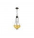 2 Light Uplighter Ceiling Pendant E27 With 30cm Tiffany Shade, Beige, Clear Crystal, Aged Antique Brass - 1