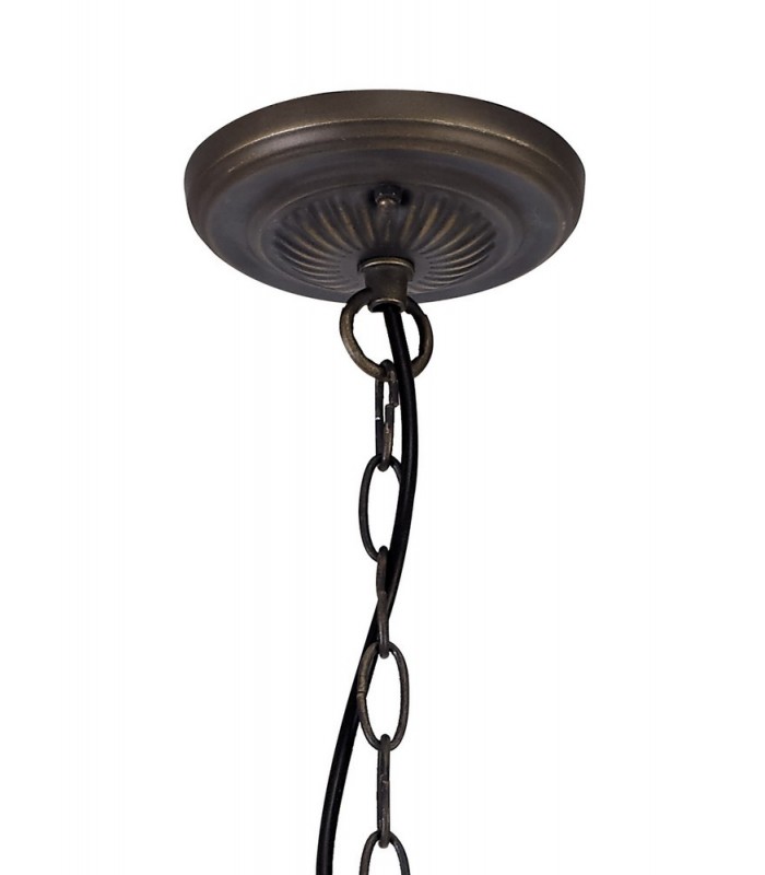 2 Light Uplighter Ceiling Pendant E27 With 30cm Tiffany Shade, Beige, Clear Crystal, Aged Antique Brass - 7