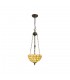 3 Light Uplighter Ceiling Pendant E27 With 30cm Tiffany Shade, Beige, Clear Crystal, Aged Antique Brass - 1