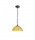 1 Light Downlighter Ceiling Pendant E27 With 40cm Tiffany Shade, Beige, Clear Crystal, Aged Antique Brass - 1