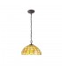 2 Light Downlighter Ceiling Pendant E27 With 40cm Tiffany Shade, Beige, Clear Crystal, Aged Antique Brass - 1