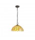3 Light Downlighter Ceiling Pendant E27 With 40cm Tiffany Shade, Beige, Clear Crystal, Aged Antique Brass - 1