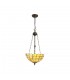3 Light Uplighter Ceiling Pendant E27 With 40cm Tiffany Shade, Beige, Clear Crystal, Aged Antique Brass - 1