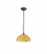 1 Light Downlighter Ceiling Pendant E27 With 50cm Tiffany Shade, Beige, Clear Crystal, Aged Antique Brass - 1