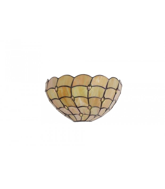 1 Light Downlighter Ceiling Pendant E27 With 50cm Tiffany Shade, Beige, Clear Crystal, Aged Antique Brass - 3