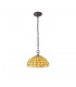 2 Light Downlighter Ceiling Pendant E27 With 50cm Tiffany Shade, Beige, Clear Crystal, Aged Antique Brass - 1