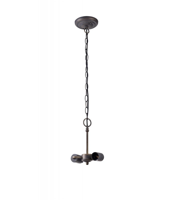 2 Light Downlighter Ceiling Pendant E27 With 50cm Tiffany Shade, Beige, Clear Crystal, Aged Antique Brass - 10