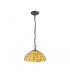 3 Light Downlighter Ceiling Pendant E27 With 50cm Tiffany Shade, Beige, Clear Crystal, Aged Antique Brass - 1