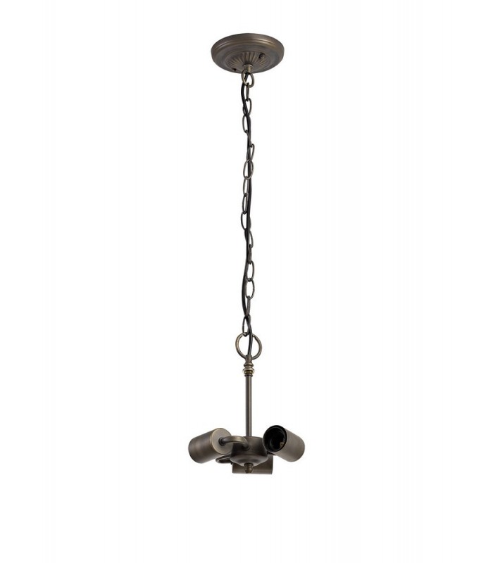 3 Light Downlighter Ceiling Pendant E27 With 50cm Tiffany Shade, Beige, Clear Crystal, Aged Antique Brass - 10