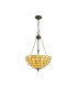 3 Light Uplighter Ceiling Pendant E27 With 50cm Tiffany Shade, Beige, Clear Crystal, Aged Antique Brass - 1