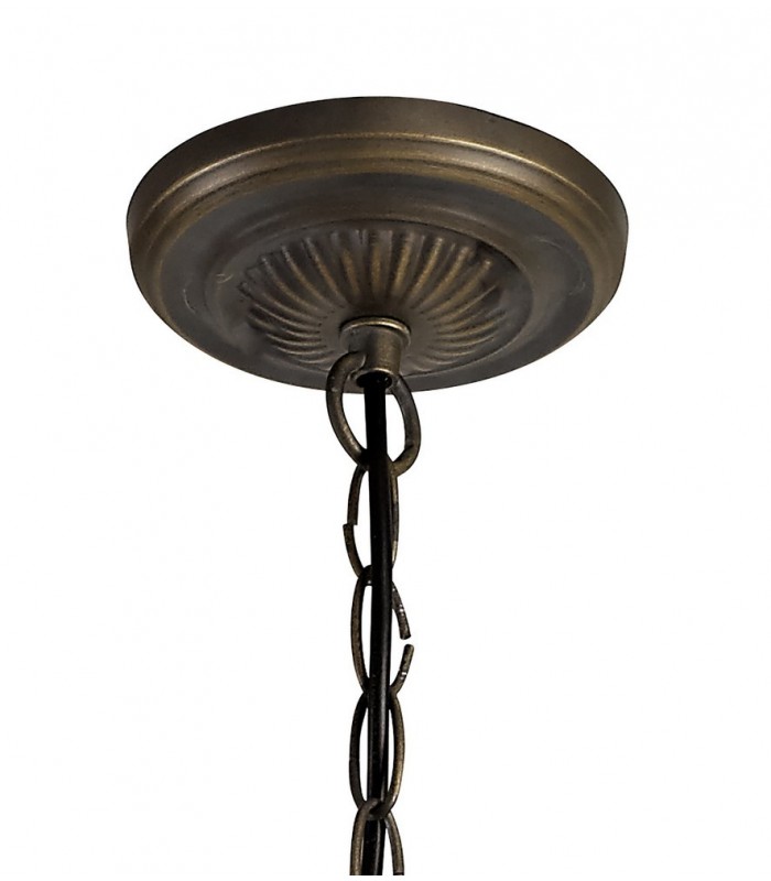 3 Light Uplighter Ceiling Pendant E27 With 50cm Tiffany Shade, Beige, Clear Crystal, Aged Antique Brass - 7