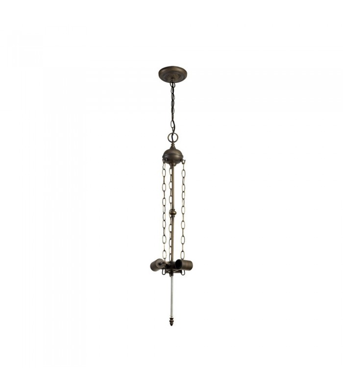 3 Light Uplighter Ceiling Pendant E27 With 50cm Tiffany Shade, Beige, Clear Crystal, Aged Antique Brass - 12