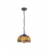 3 Light Downlighter Ceiling Pendant E27 With 30cm Tiffany Shade, Blue, Orange, Crystal, Aged Antique Brass - 1