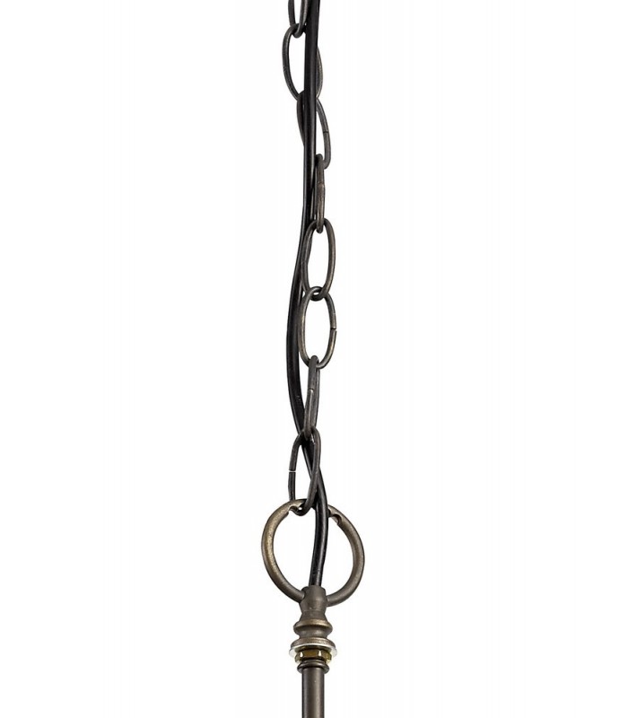 3 Light Downlighter Ceiling Pendant E27 With 30cm Tiffany Shade, Blue, Orange, Crystal, Aged Antique Brass - 9