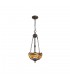 2 Light Uplighter Ceiling Pendant E27 With 30cm Tiffany Shade, Blue, Orange, Crystal, Aged Antique Brass - 1
