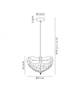 1 Light Uplighter Ceiling Pendant E27 With 30cm Tiffany Shade, Purple, Pink, Crystal, Black - 2